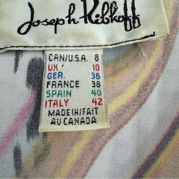 Rare Joseph Ribkoff Multicolour Jacket+Matching skirt shiny abstract Art to Wear - Picture 5 of 12